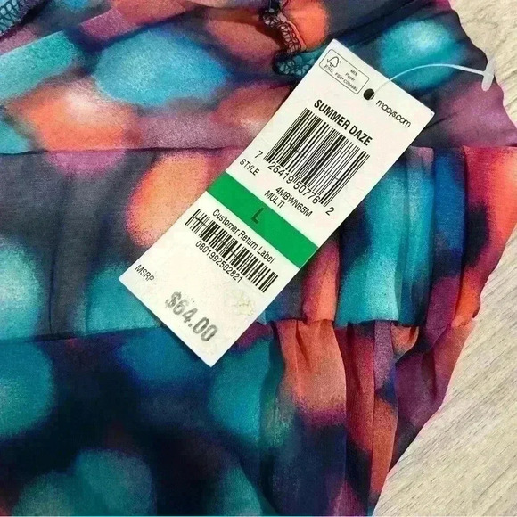 NWT Macy’s Bar III Swim Cover Up Wide Leg Pants Sheer Polka Dot Chiffon Size L - Picture 4 of 7